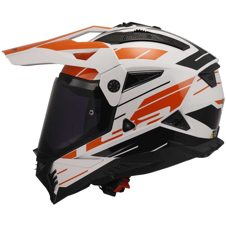 Adventure Motorcycle Helmet Ls2 MX702 PIONEER 2 NAMIB White Orange