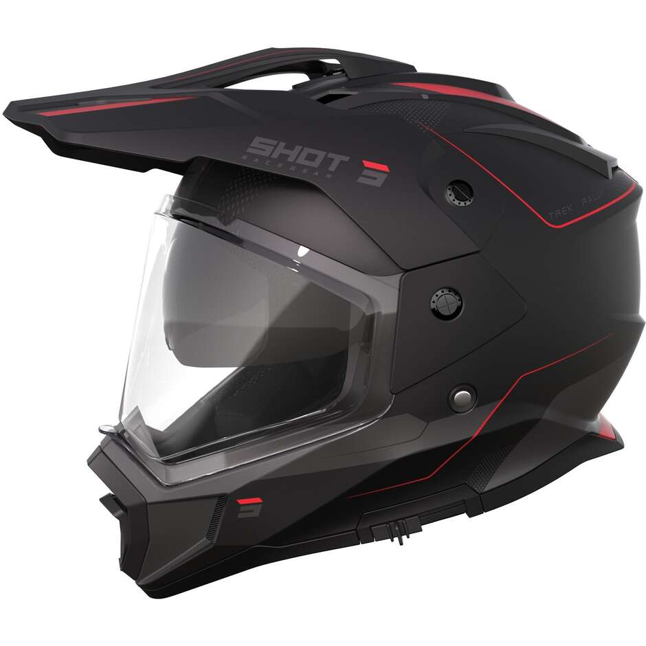 Adventure Shot TREK RALLY Integral Motorcycle Helmet Black Red Matt