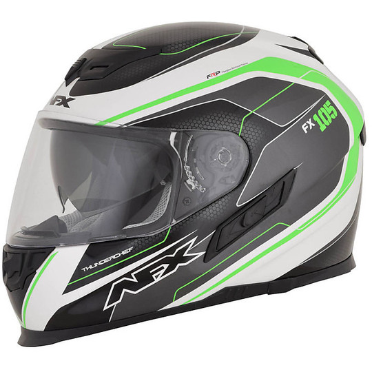 AFX FX-105 Thunderchief Integral Casque de moto blanc noir 