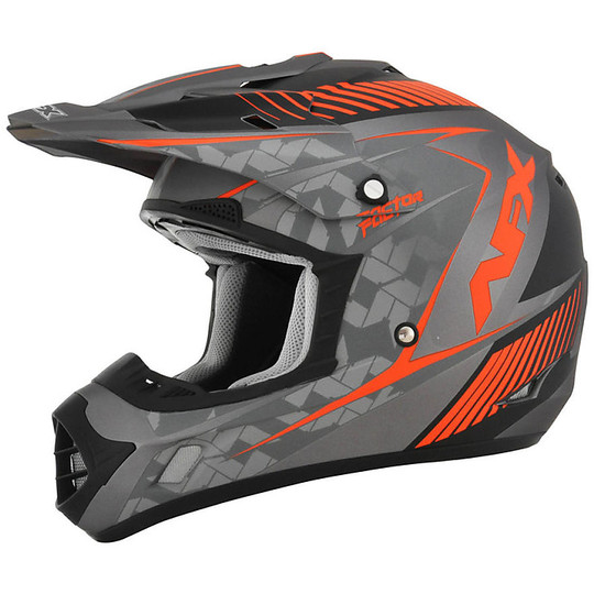 Afx FX-17YE Frost Gray Orange Motorcycle Helmet Cross