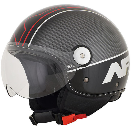 AFX FX-33 Quick Release Moto Helmet Black Red Glossy