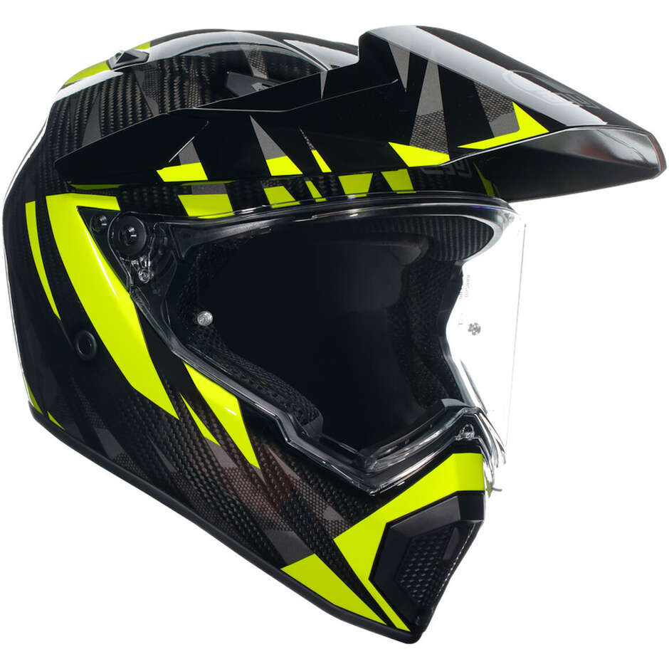 Agv AX9 STEPPA Full Face Motorcycle Helmet Carbon Grey Fluorescent Yellow