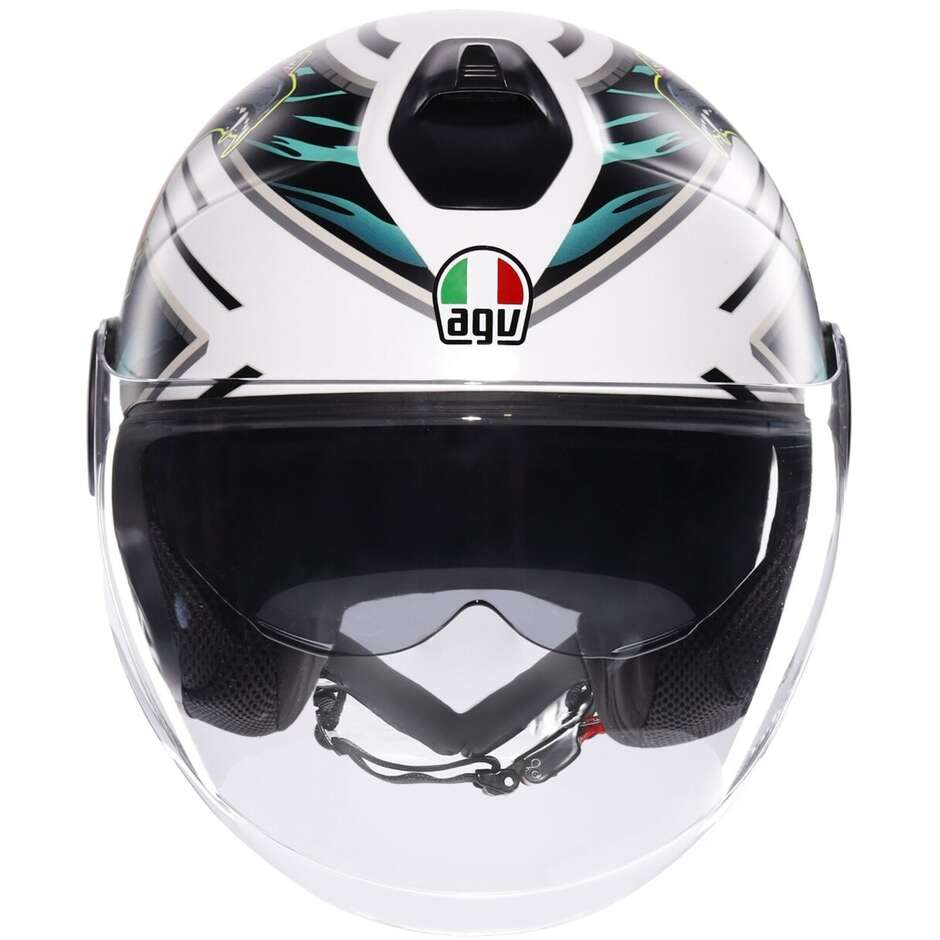 AGV ETERES GHEPARD Jet Motorcycle Helmet Matt White Black Green