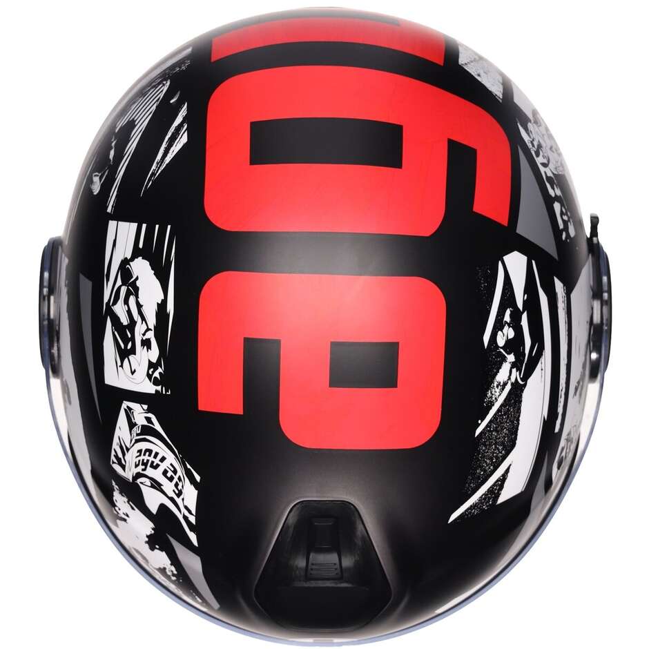 AGV ETERES HISTORY Jet Motorcycle Helmet Matt Black White Red