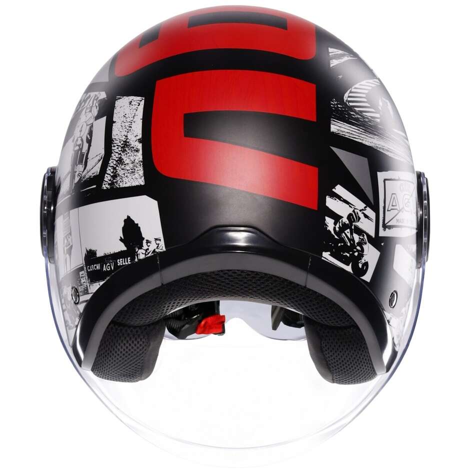 AGV ETERES HISTORY Jet Motorcycle Helmet Matt Black White Red