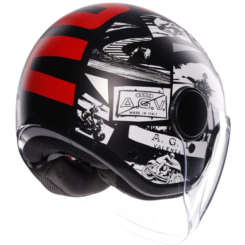 AGV ETERES HISTORY Jet Motorcycle Helmet Matt Black White Red