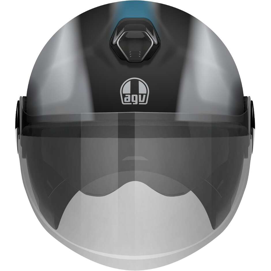AGV ETERES LEVANTO Jet Motorcycle Helmet Black Silver Blue