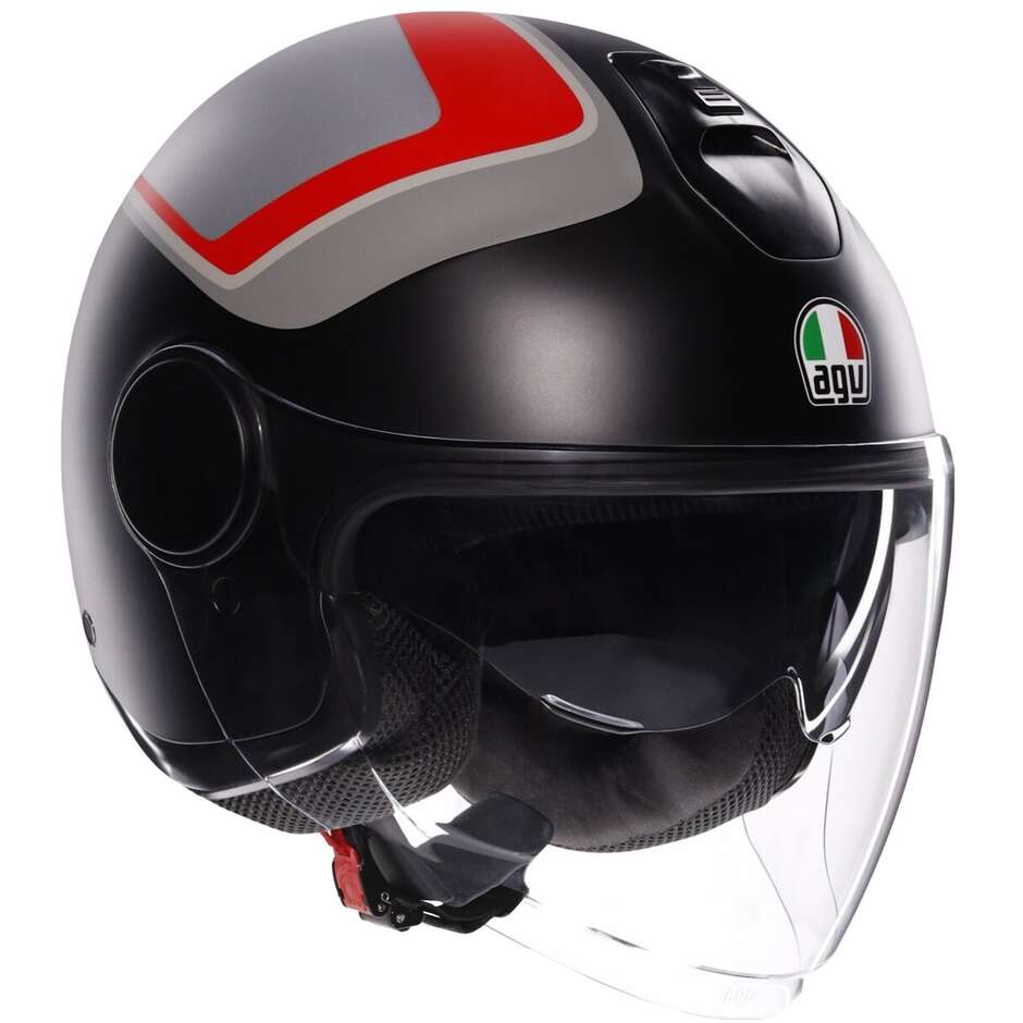 AGV ETERES SCAGLIERI Jet Motorradhelm Matt Grau Rot