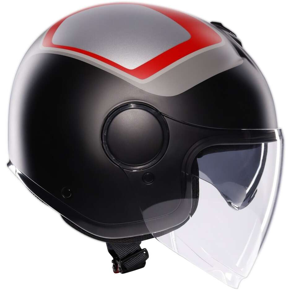 AGV ETERES SCAGLIERI Jet Motorradhelm Matt Grau Rot