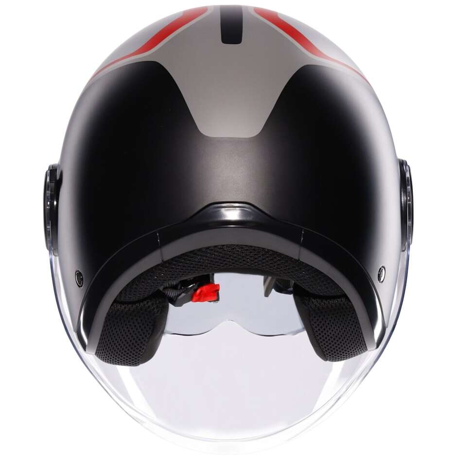 AGV ETERES SCAGLIERI Jet Motorradhelm Matt Grau Rot