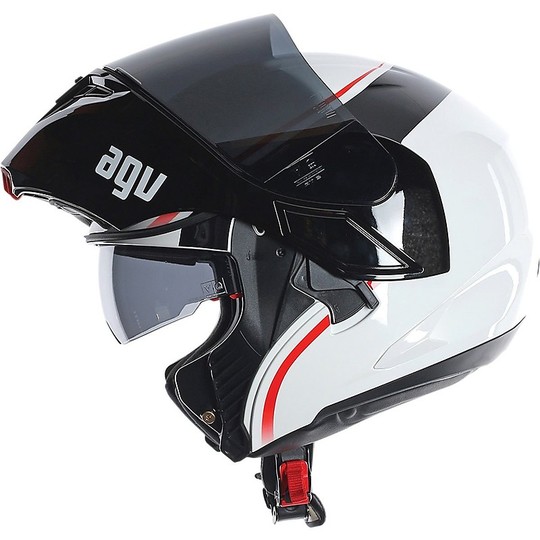 AGV Helm Moto Modular Compact ST Vermont Weiß Schwarz Rot