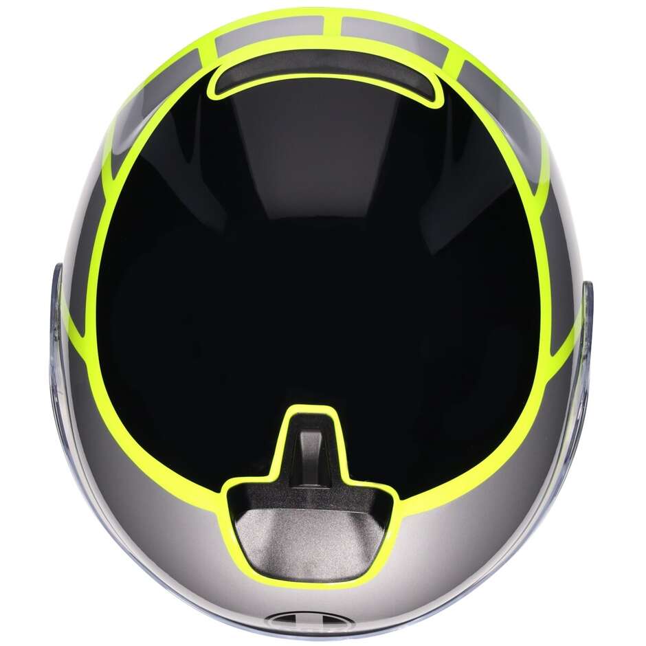 AGV IRIDES DAVAO Jet Motorcycle Helmet Black Grey Fluorescent Yellow