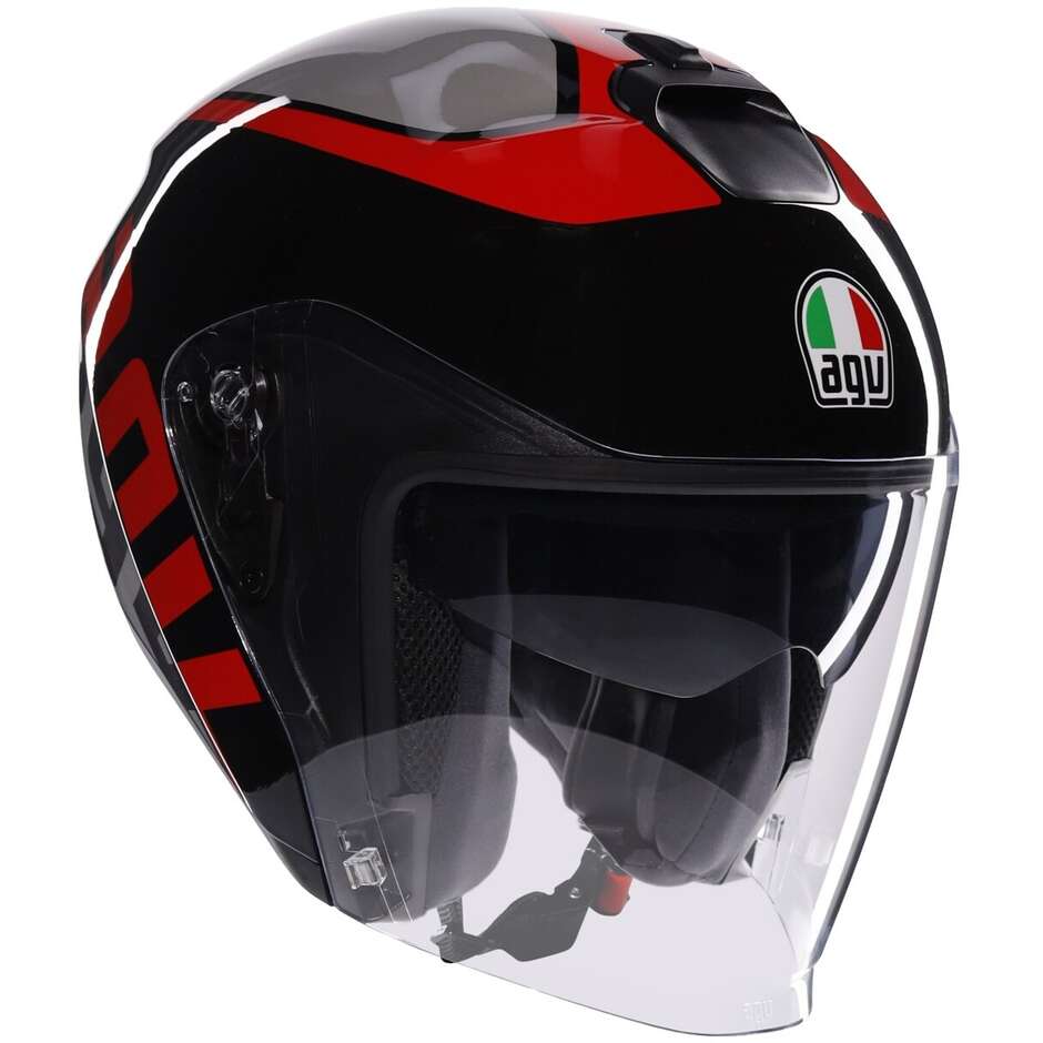 AGV IRIDES VALENZA Jet Motorcycle Helmet Matt Grey Black Red