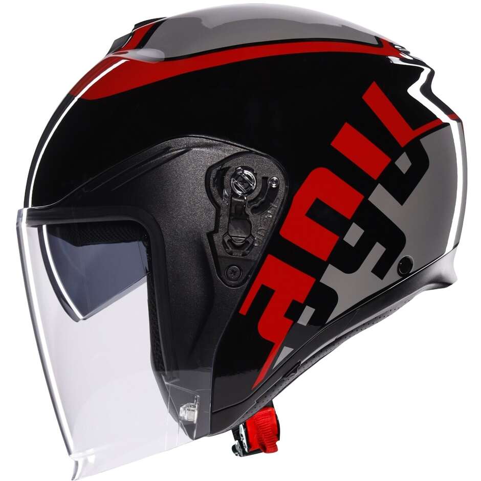 AGV IRIDES VALENZA Jet Motorcycle Helmet Matt Grey Black Red