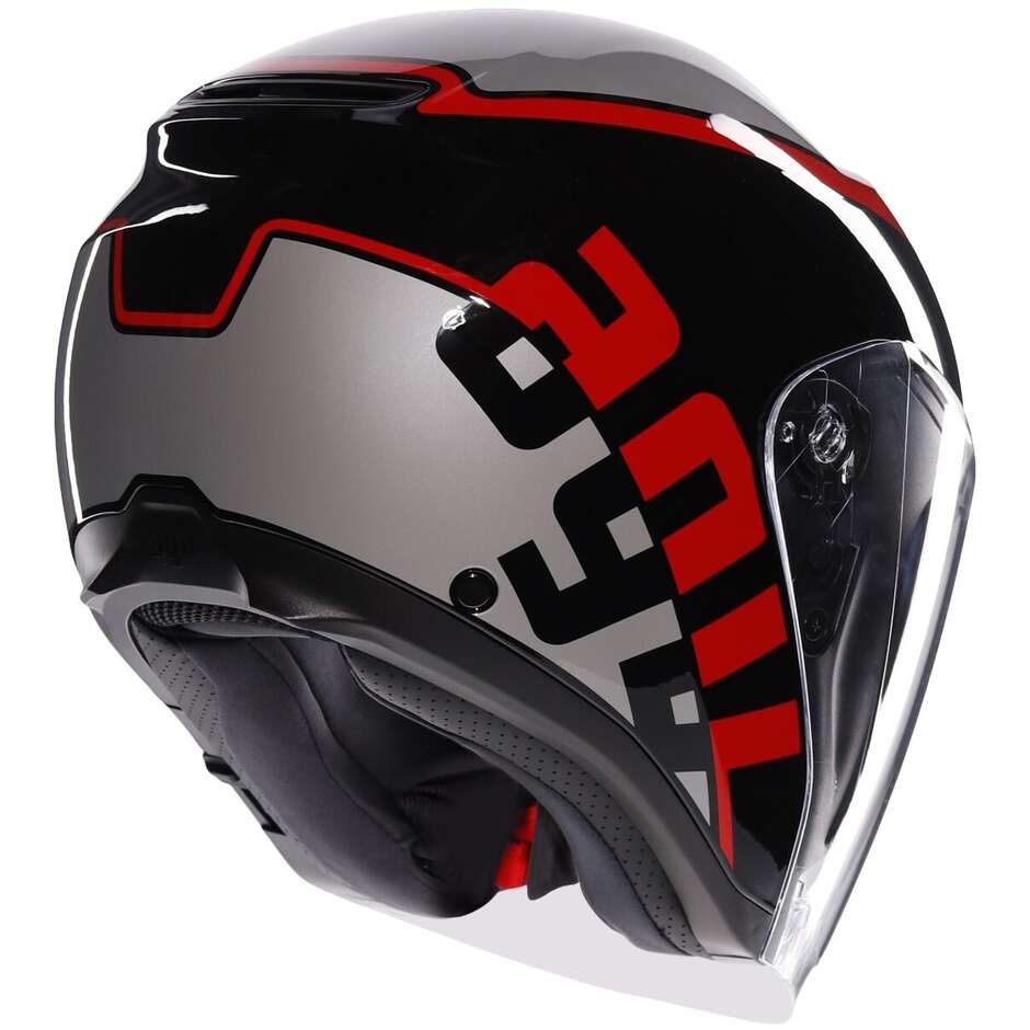 AGV IRIDES VALENZA Jet Motorcycle Helmet Matt Grey Black Red