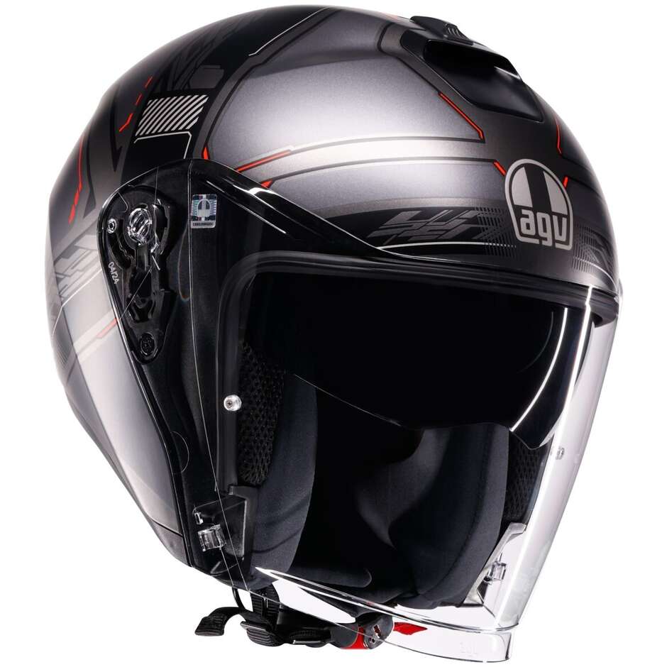 AGV IRIDES ZAGABRIA Jet Motorradhelm, mattes Gunmetal-Rot