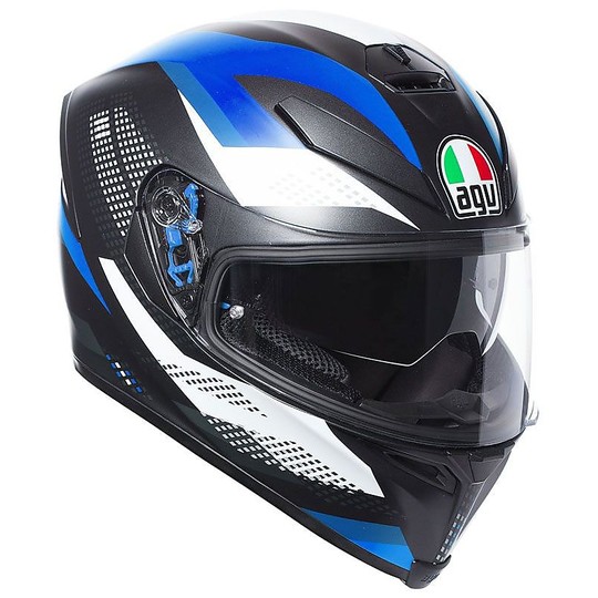 AGV K-5 S Integral Motorcycle Helmet Black Marble Black White Blue