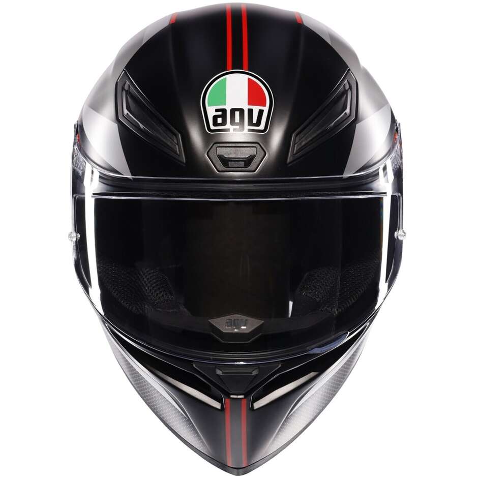AGV K1 S LAP Integralhelm für Motorräder, Mattschwarz, Grau, Rot