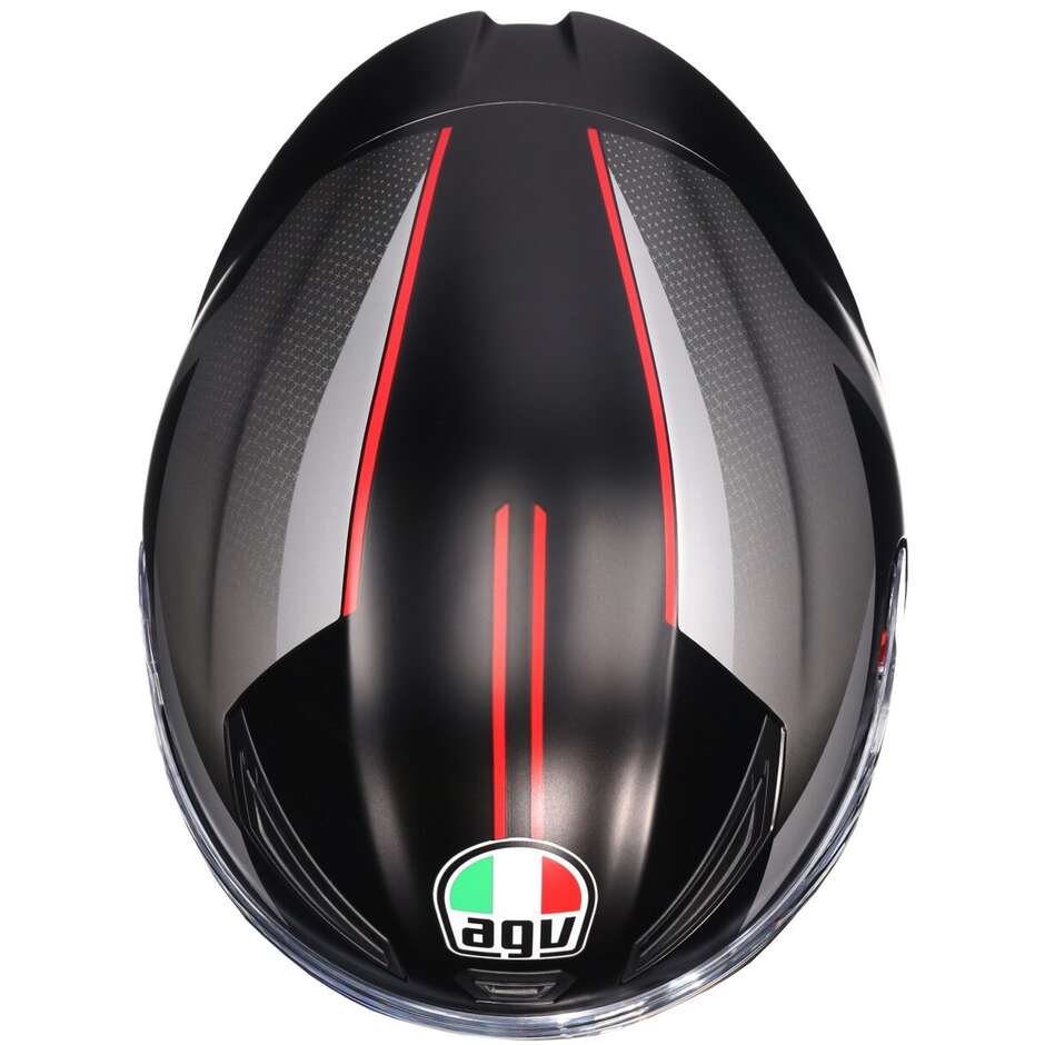 AGV K1 S LAP Integralhelm für Motorräder, Mattschwarz, Grau, Rot