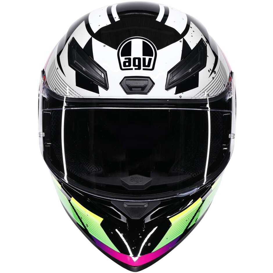 AGV K1 S PUNKPULSE Integralhelm für Motorräder, Schwarz, Lila, Limette