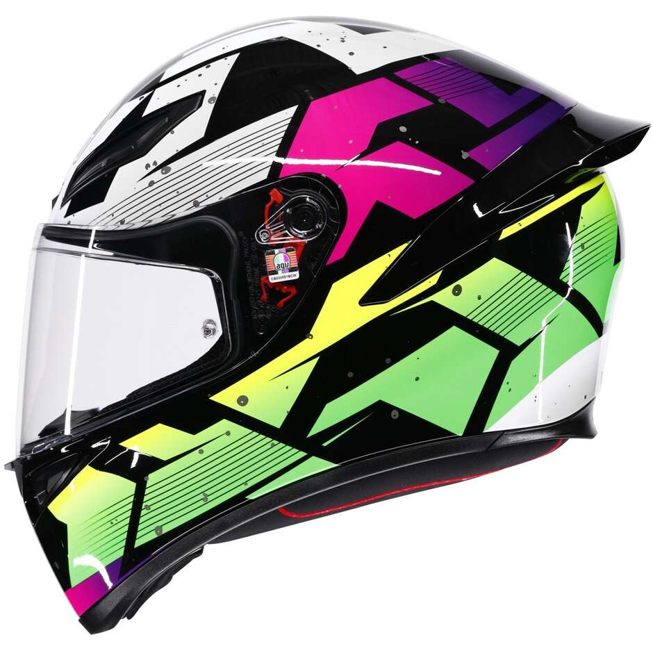 AGV K1 S PUNKPULSE Integralhelm für Motorräder, Schwarz, Lila, Limette