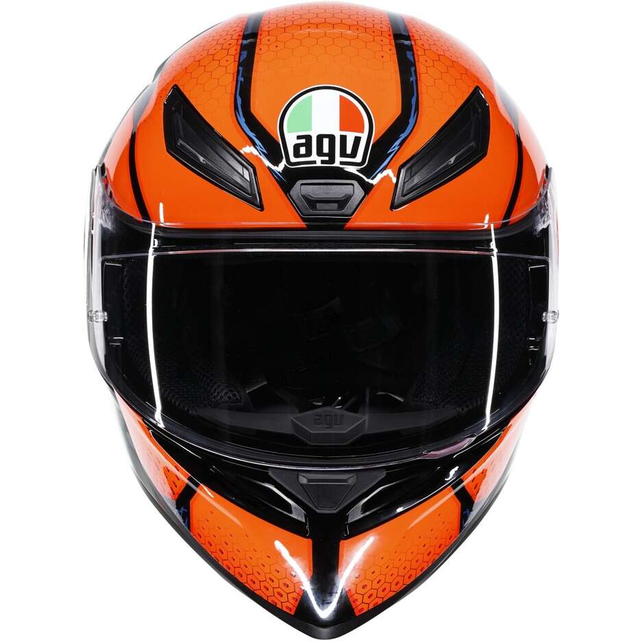 AGV K1 S SPEEDARMOR Integralhelm für Motorräder, Schwarz, Orange, Blau
