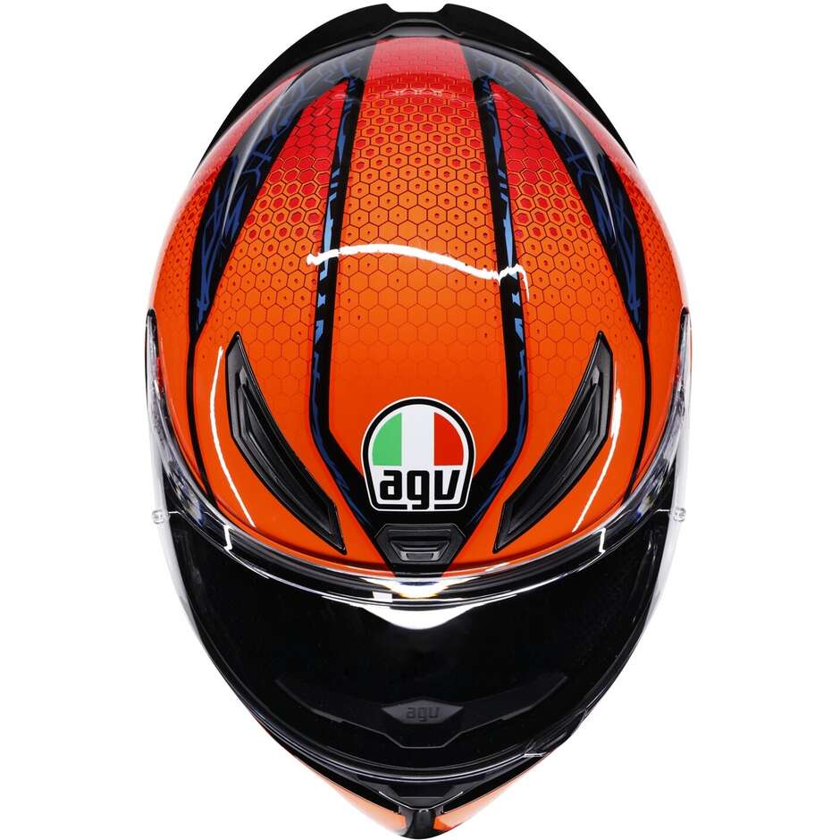 AGV K1 S SPEEDARMOR Integralhelm für Motorräder, Schwarz, Orange, Blau