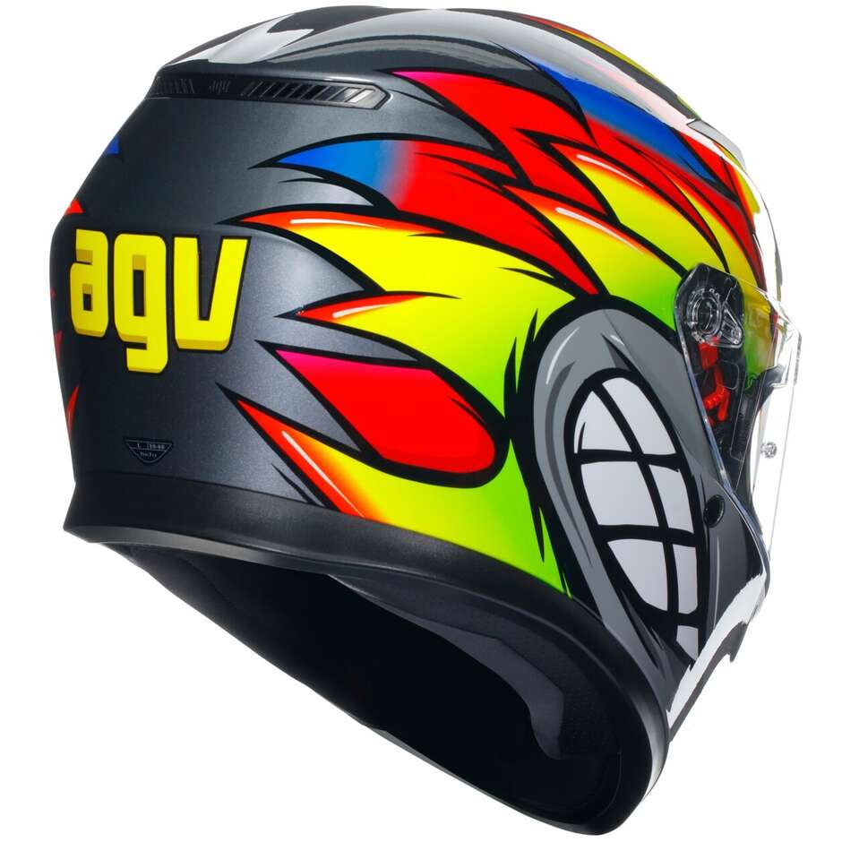 Agv K3 BIRDY 2.0 Integral Motorcycle Helmet Gray Yellow Red