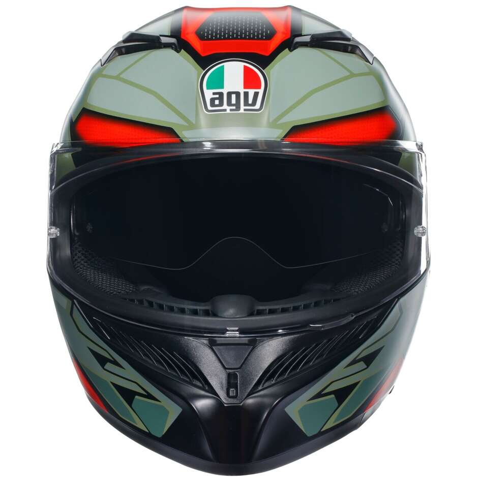 Agv K3 DECEPT Integral Motorcycle Helmet Matt Black Green Red