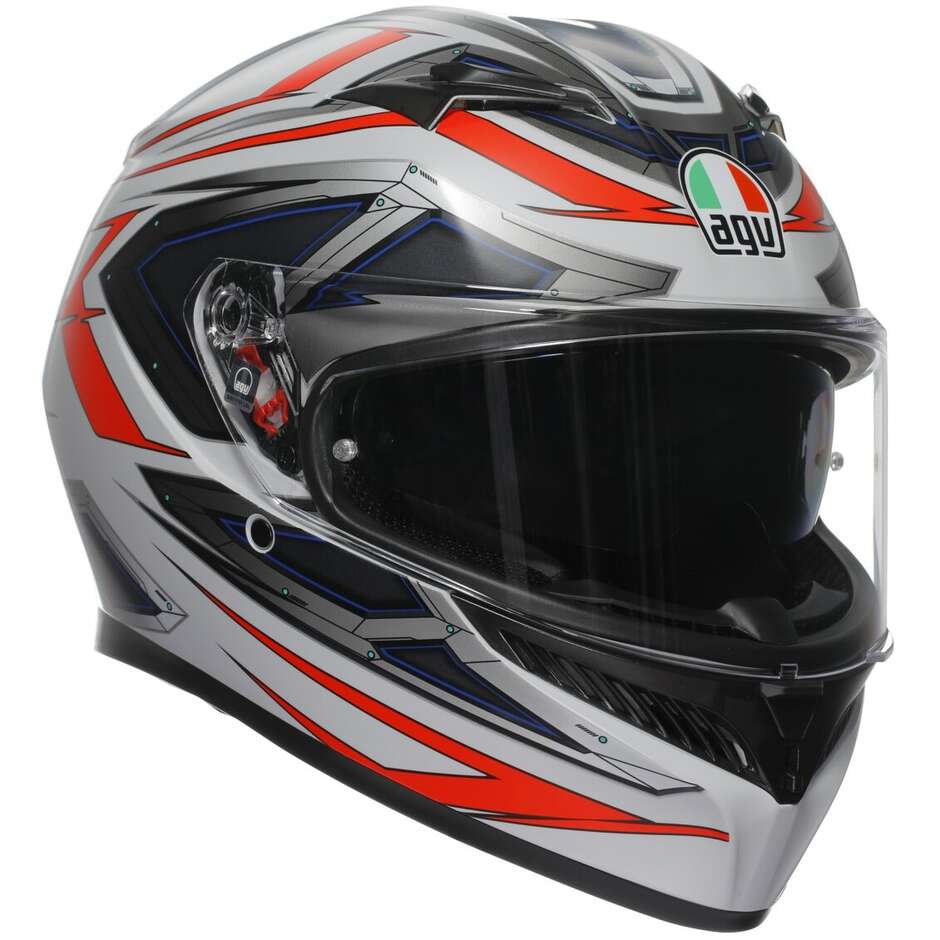 Agv K3 SPACE Full Face Motorcycle Helmet Matt White Red Fluorescent