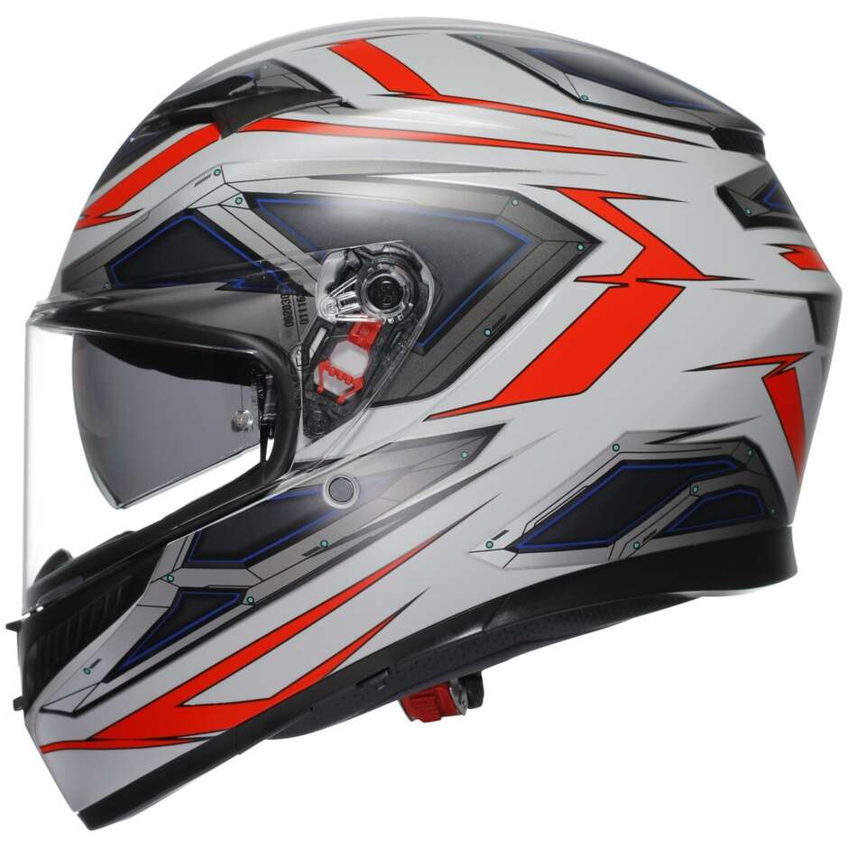 Agv K3 SPACE Full Face Motorcycle Helmet Matt White Red Fluorescent