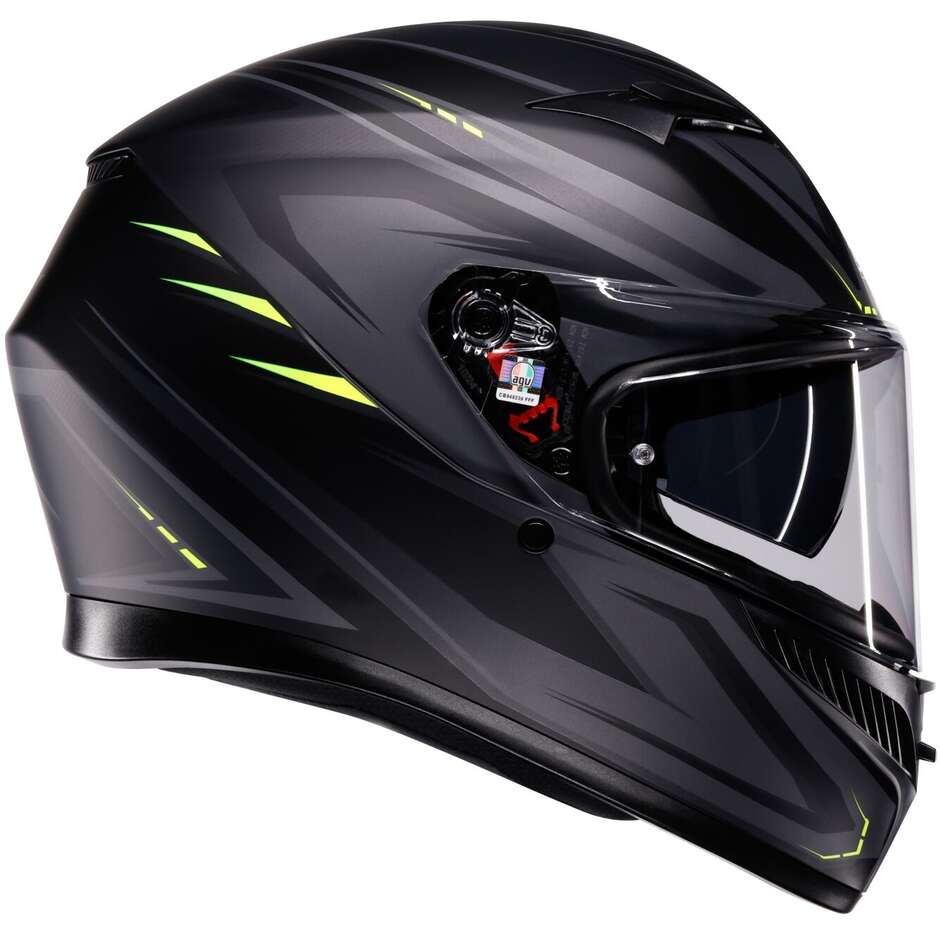 Agv K3 SYTH Integralhelm für Motorräder, matt schwarz/fluoreszierend gelb