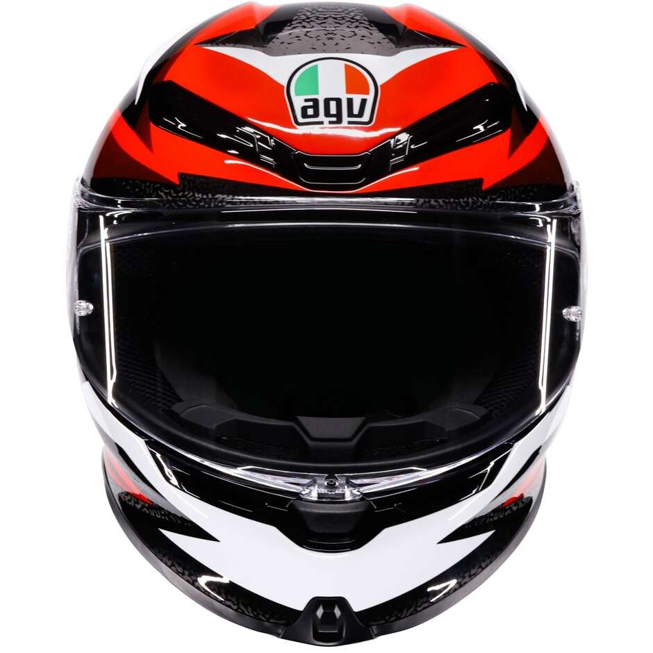 AGV K6 S BRAVEN Integralhelm für Motorräder, Schwarz, Rot, Weiß