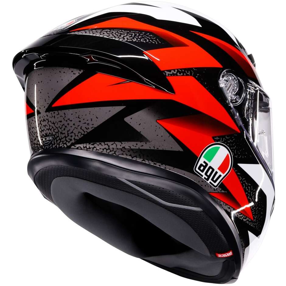 AGV K6 S BRAVEN Integralhelm für Motorräder, Schwarz, Rot, Weiß