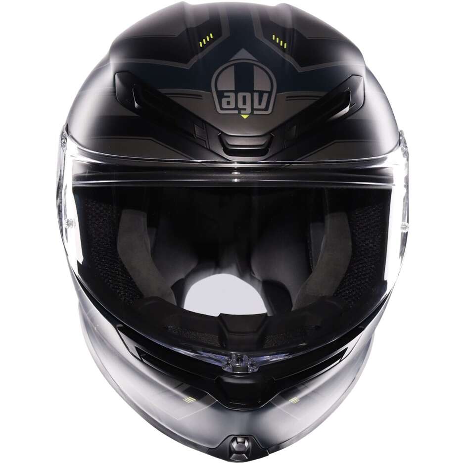 AGV K6 S ENHANCE Integralhelm für Motorräder, Mattgrau/Fluoreszierendes Gelb