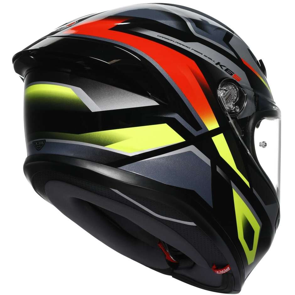 AGV K6 S ERAZER Full Face Touring Fiberglass Motorcycle Helmet Black Red Yellow Fluorescent