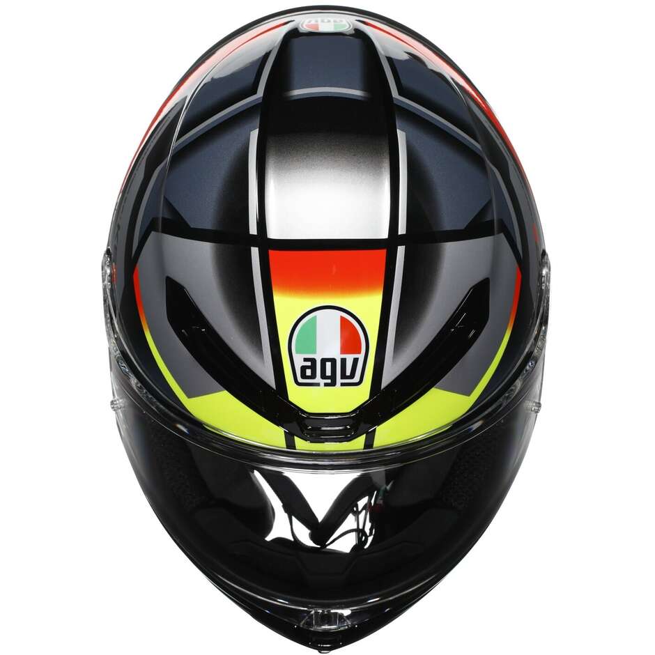 AGV K6 S ERAZER Full Face Touring Fiberglass Motorcycle Helmet Black Red Yellow Fluorescent