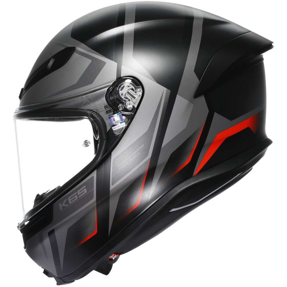 AGV K6 S KARVE Full Face Touring Fiberglass Motorcycle Helmet Matt Black Grey Red