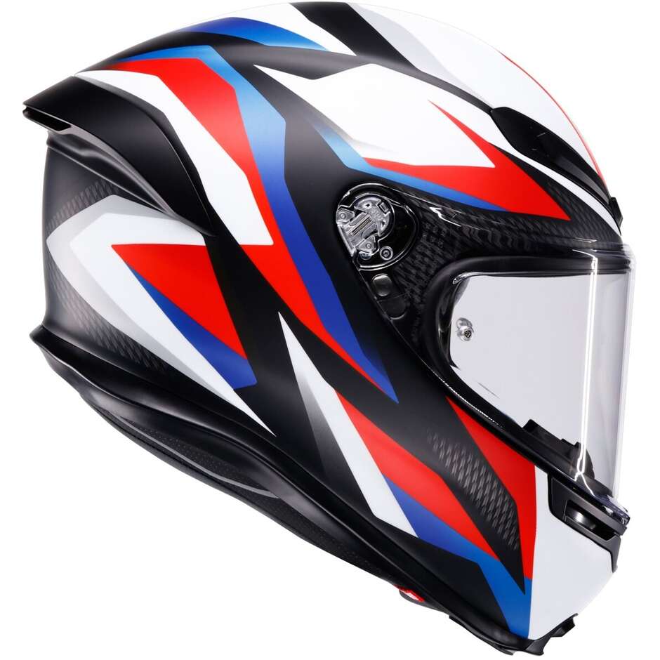 AGV K6 S TIMEWARP Integralhelm für Motorräder, Mattschwarz, Rot, Blau