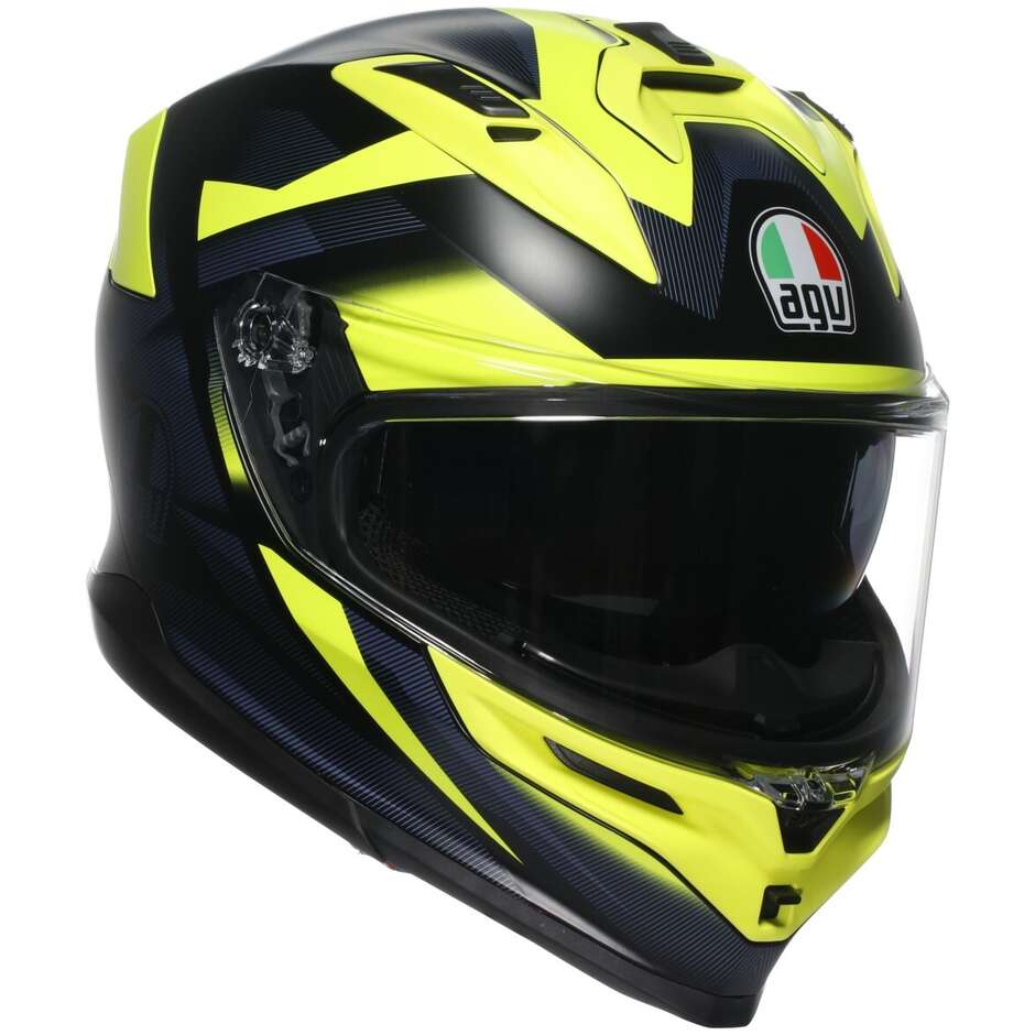 Agv K7 GLIMPSE Integralhelm Motorrad Matt Schwarz Fluoreszierend Gelb
