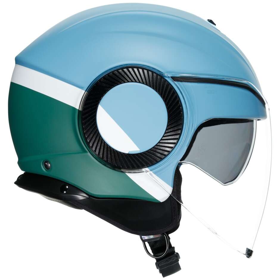Agv ORBYT BLOCK Jet Motorcycle Helmet Matt Blue Green White
