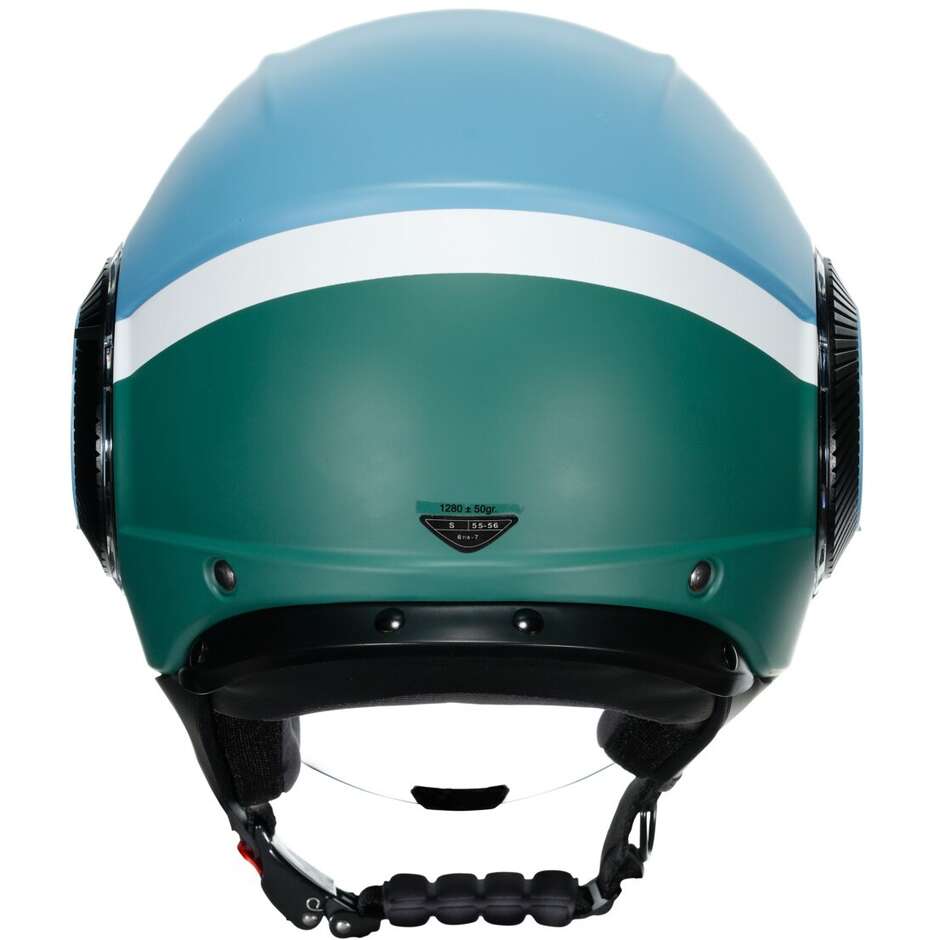 Agv ORBYT BLOCK Jet Motorcycle Helmet Matt Blue Green White