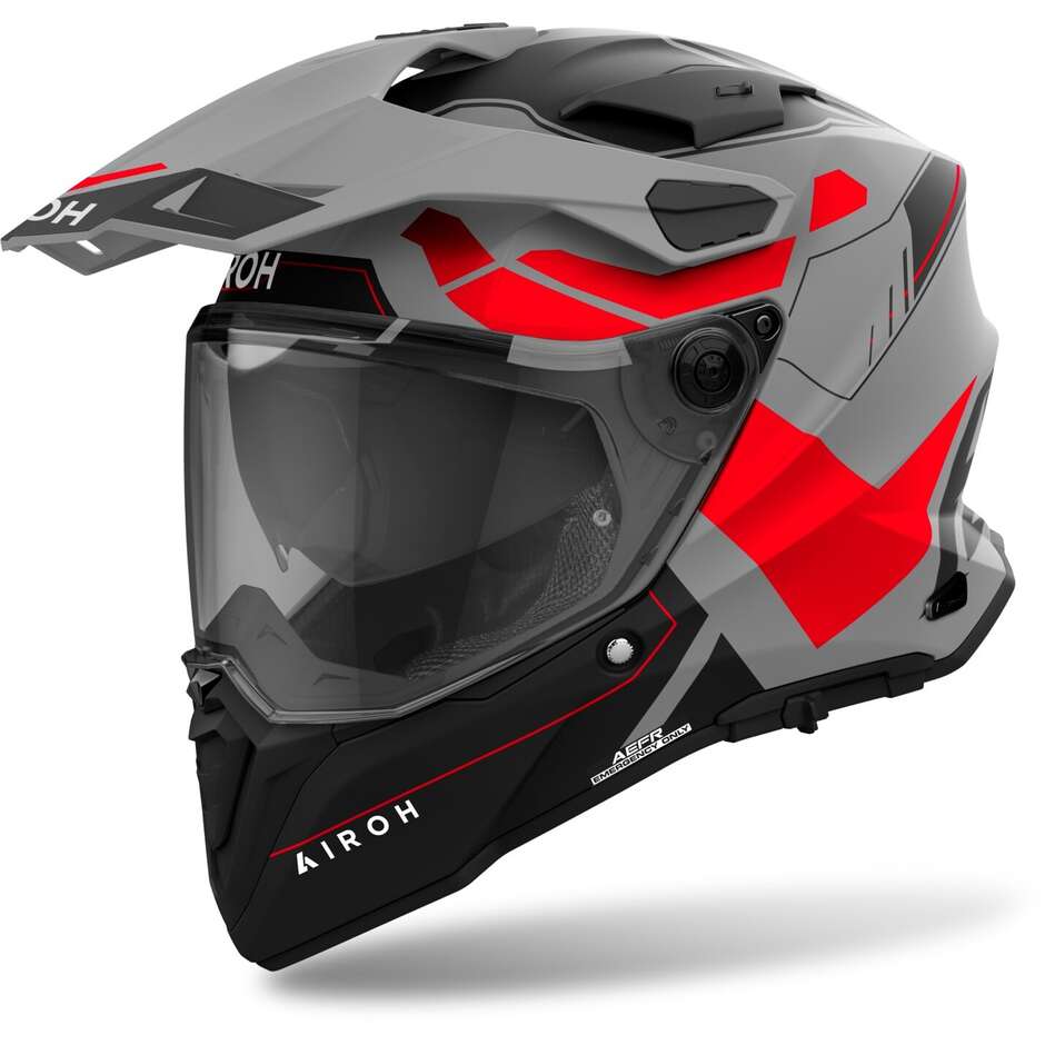 Airoh Adventure Motorcycle Helmet COMMANDER 2 REVEAL Matt Fluo Red