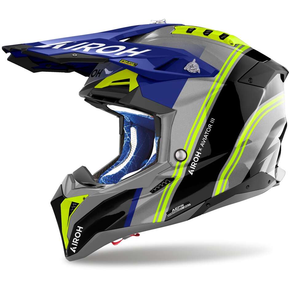 Airoh AVIATOR 3 HIMA Cross Enduro Motorradhelm glänzend blau