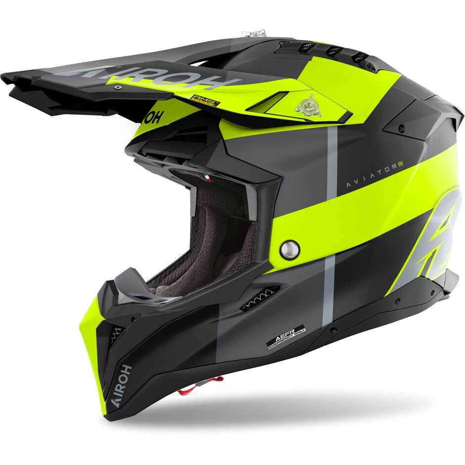 Airoh AVIATOR 3 MONARCH Yellow Matt Cross Enduro Motorcycle Helmet