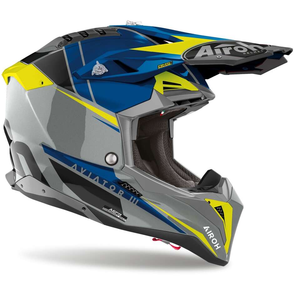 Airoh AVIATOR 3 PUSH Cross Enduro Motorcycle Helmet Glossy Blue