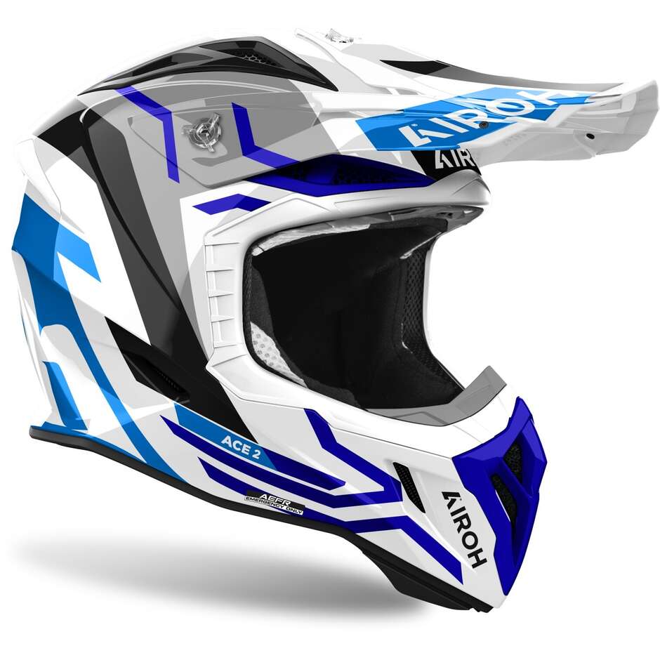 Airoh AVIATOR ACE 2 GROUND Glossy Blue Cross Enduro Motorcycle Helmet