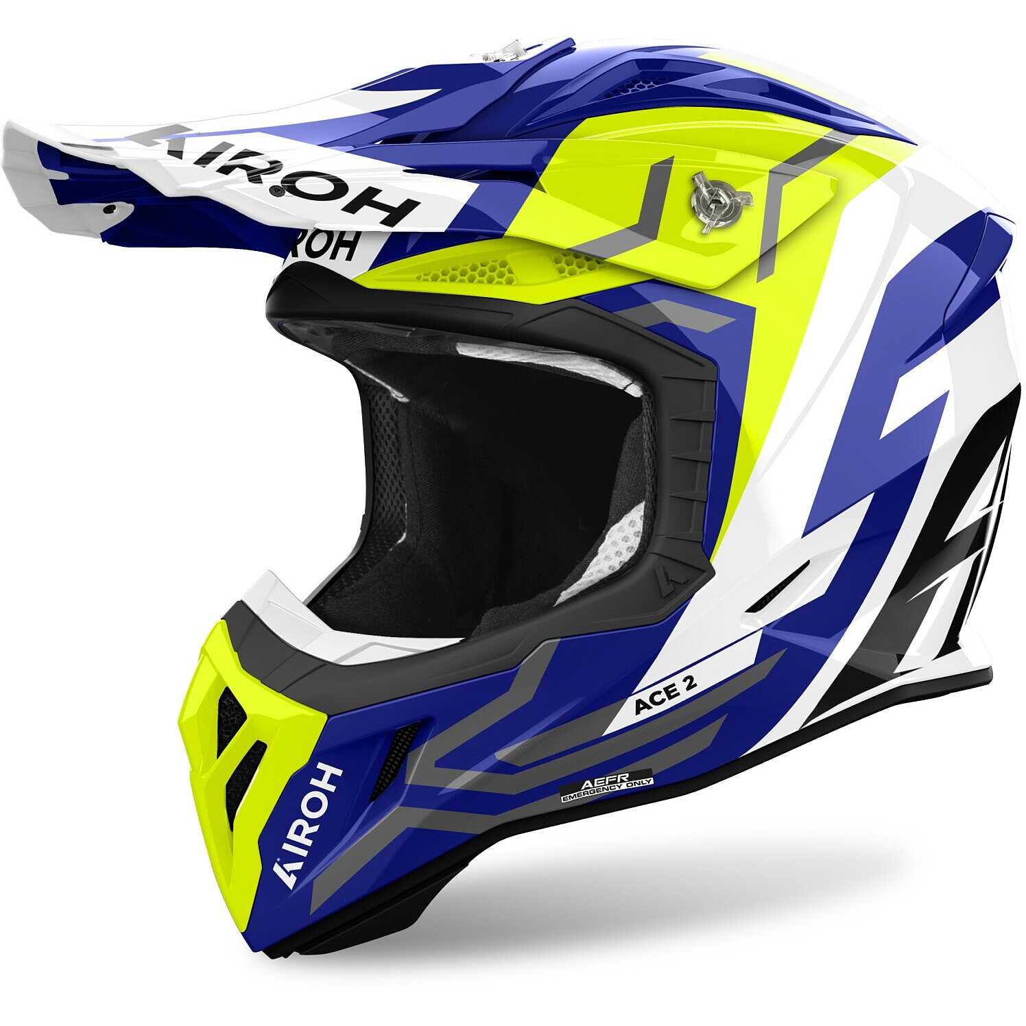 Casco Moto Cross Enduro Airoh 2024 Twist 3 DIZZY Blue/Yellow Gloss