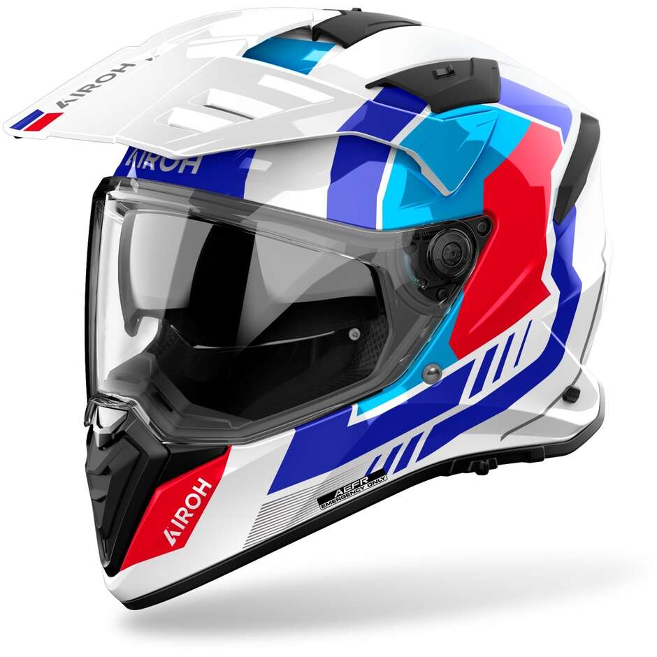 Airoh BANDIT HORN Adventure Motorcycle Helmet Gloss White