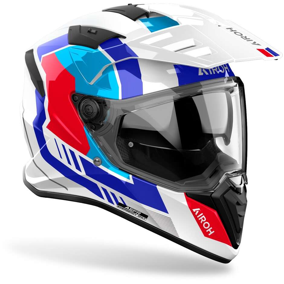Airoh BANDIT HORN Adventure Motorcycle Helmet Gloss White